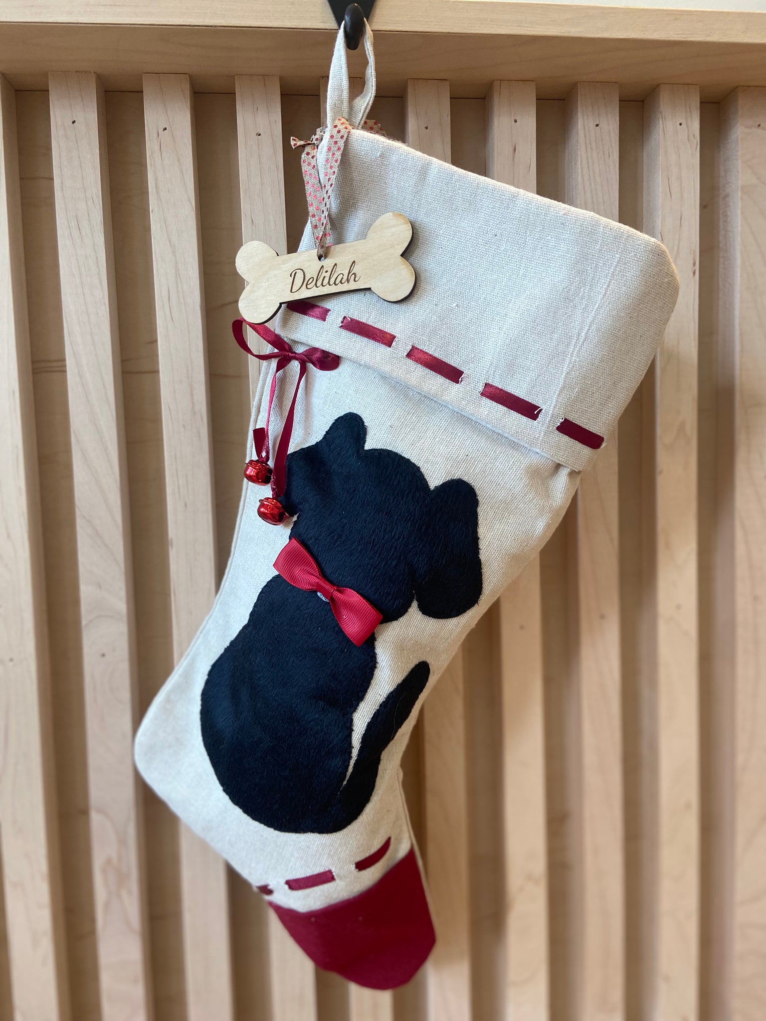 Cursive Dog Stocking Tag