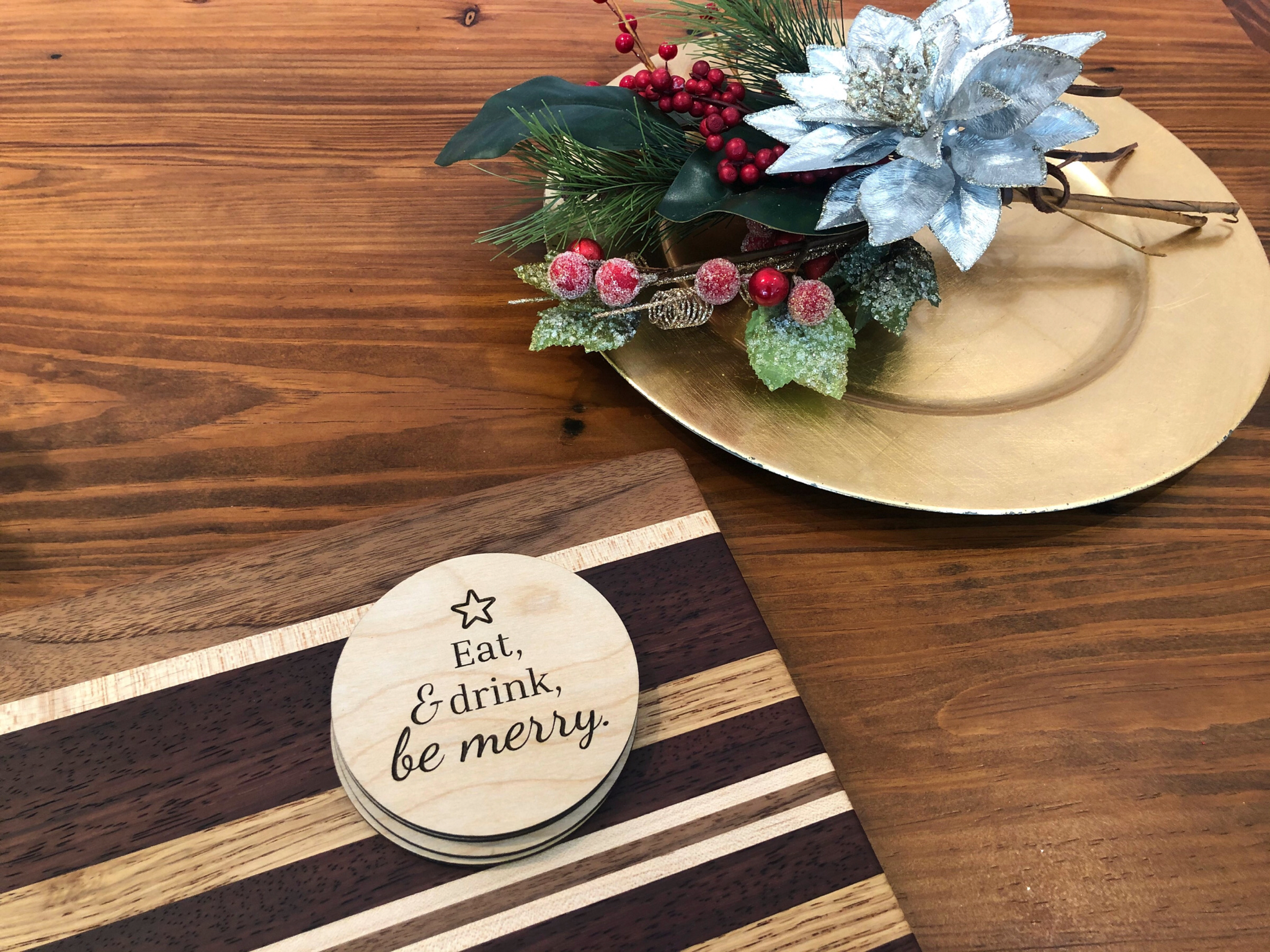 Eat, Drink, Be Merry Coaster Set