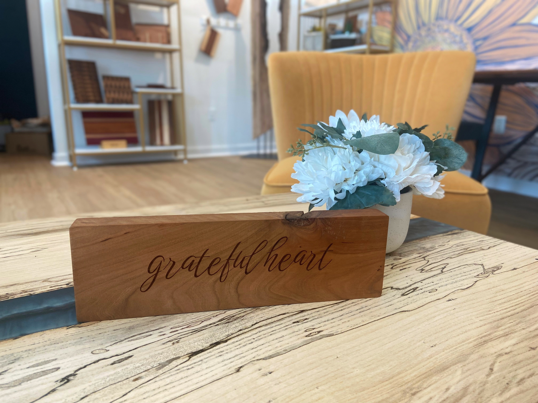 Grateful Heart Engraved Sign